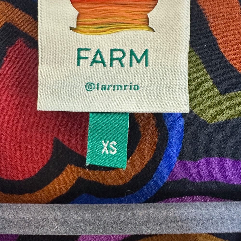 Farm Rio Rainbow Wild Hearts Maxi Dress‎ Heart Print V-Neck Long Sleeve Size XS - Picture 5 of 10